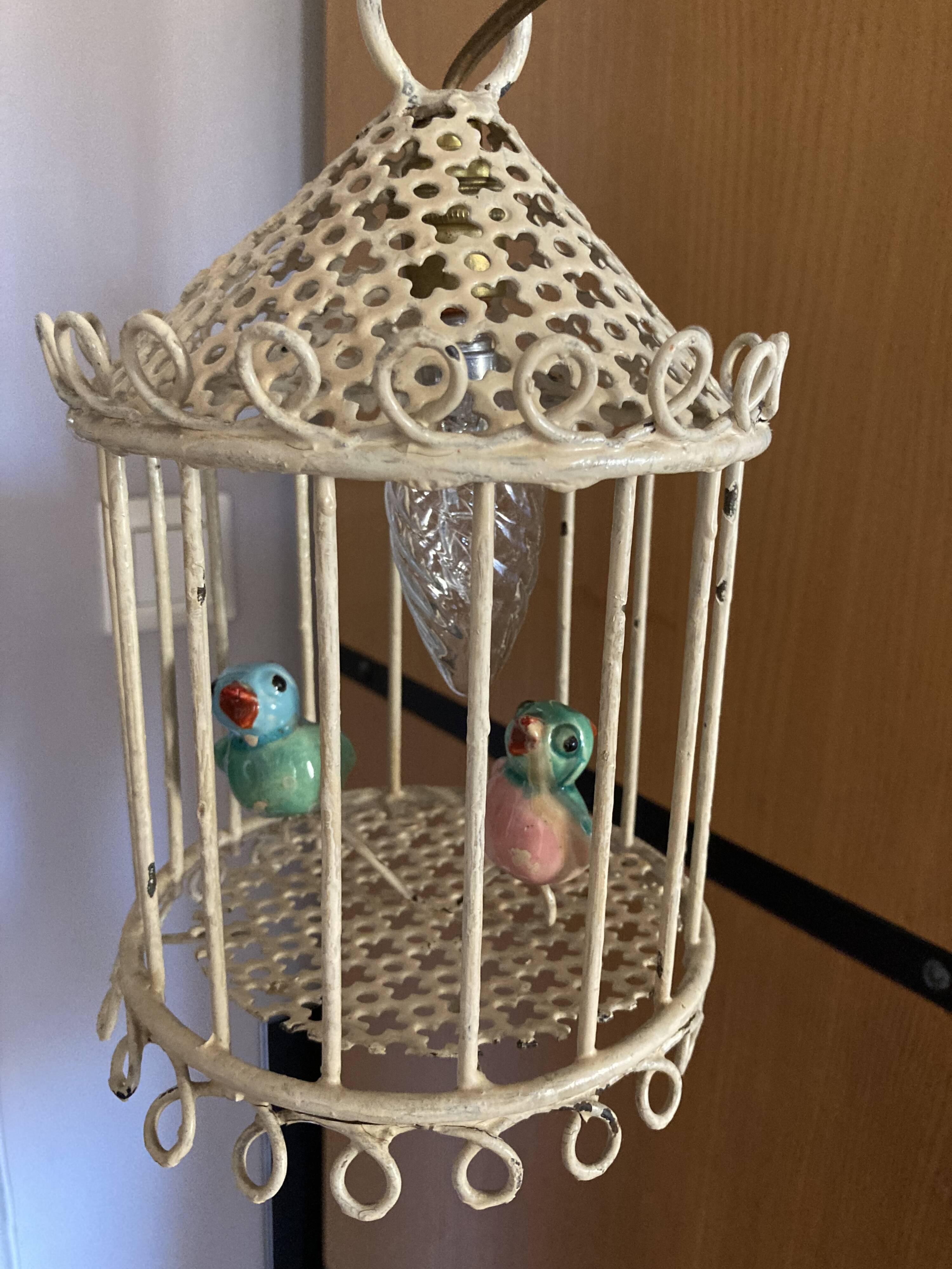 Bird cage lamp in vintage ceramics 50 years