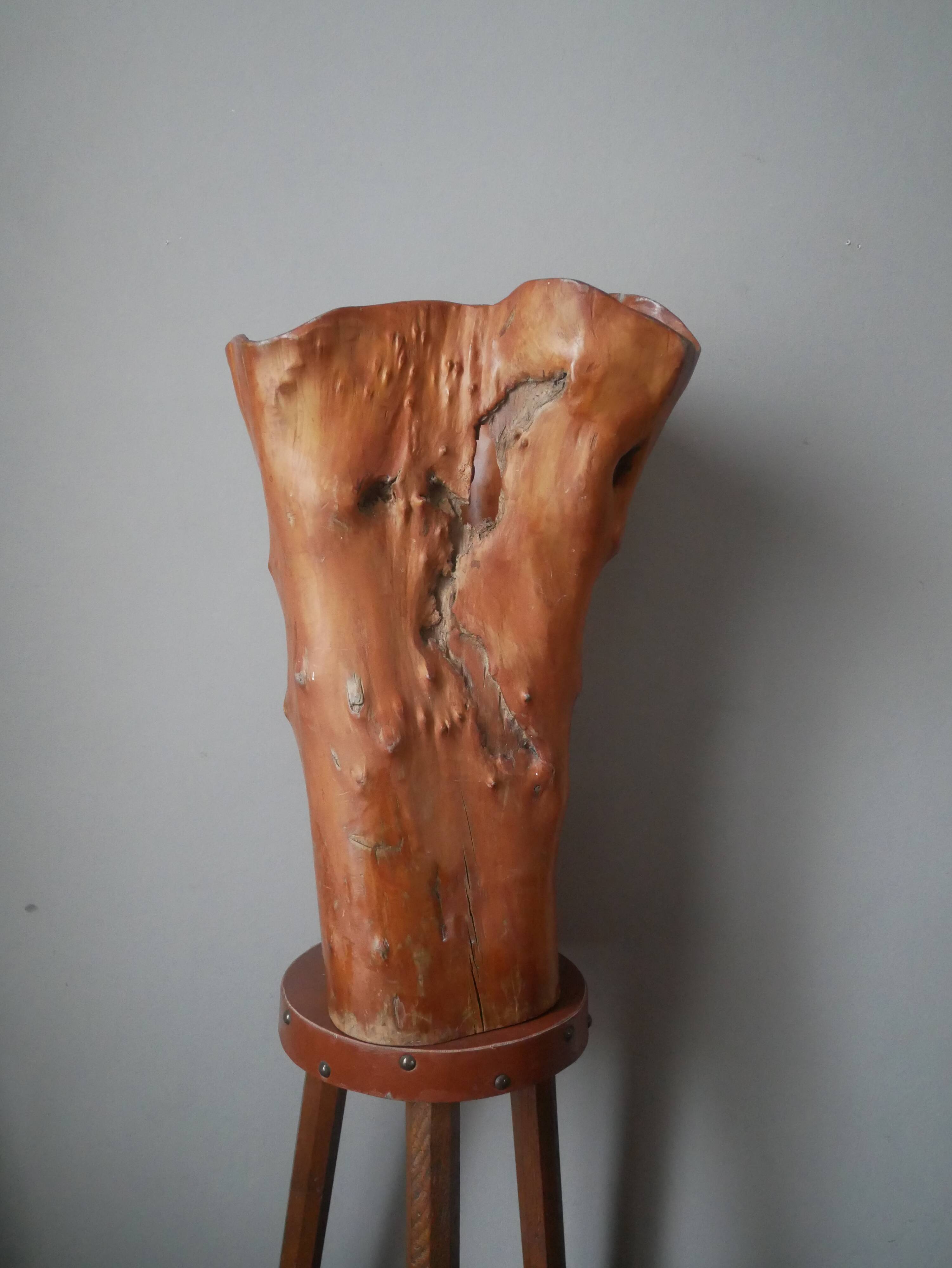 Large contemporary design handcrafted wooden vase