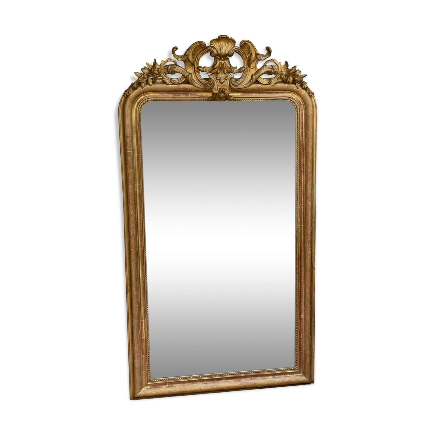 Antique mirror gilded with gold leaf (153x83)