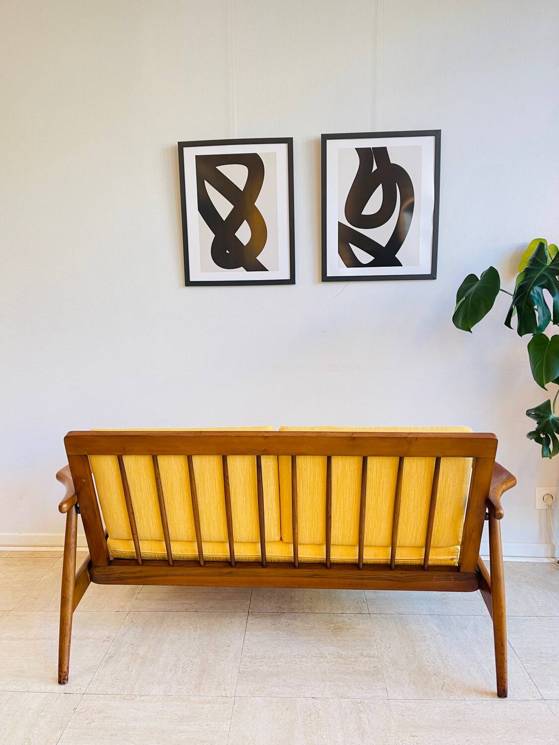 Scandinavian teak banquette for two, circa 1960.
