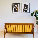 Scandinavian teak banquette for two, circa 1960.