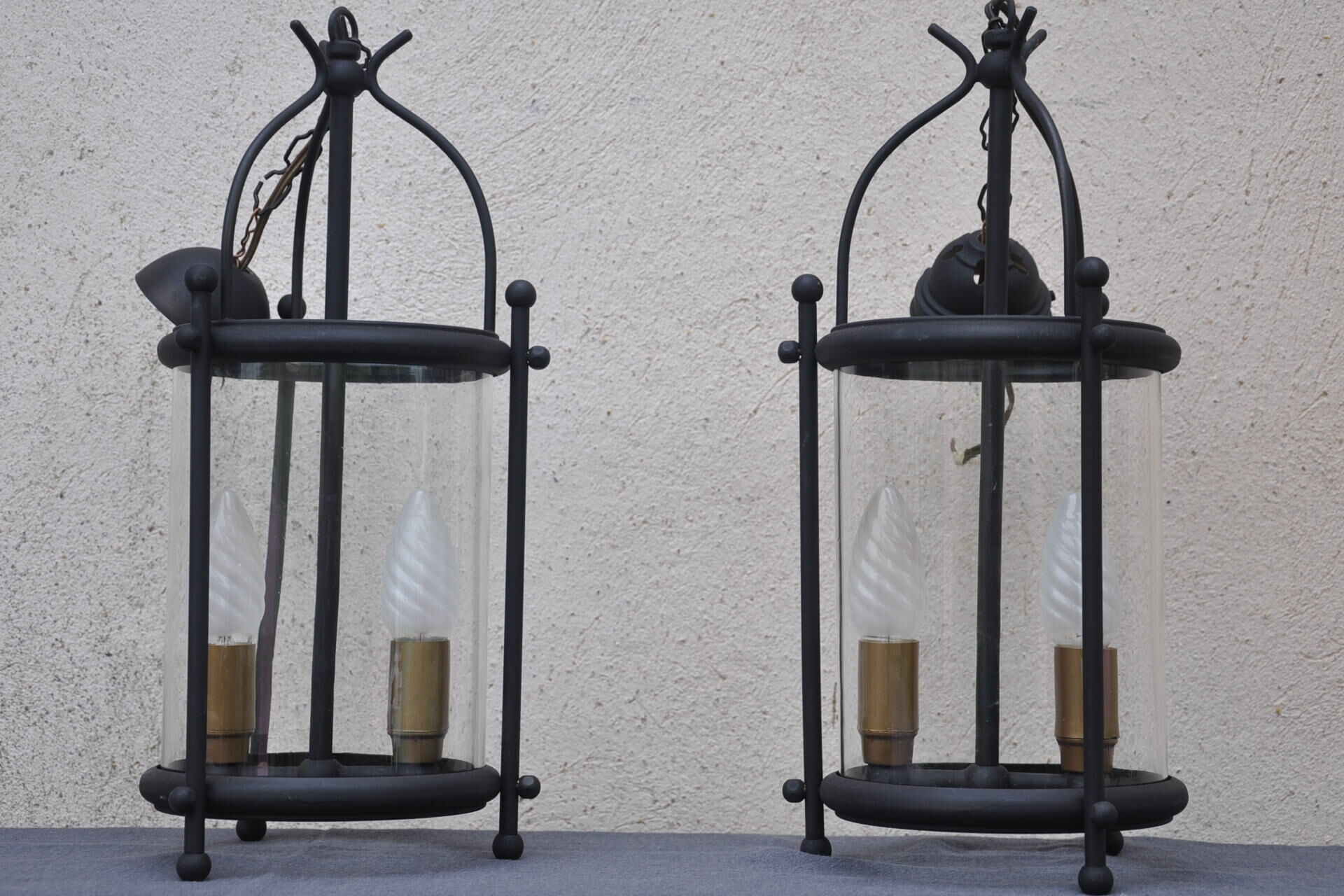 Pair of vintage black lanterns
