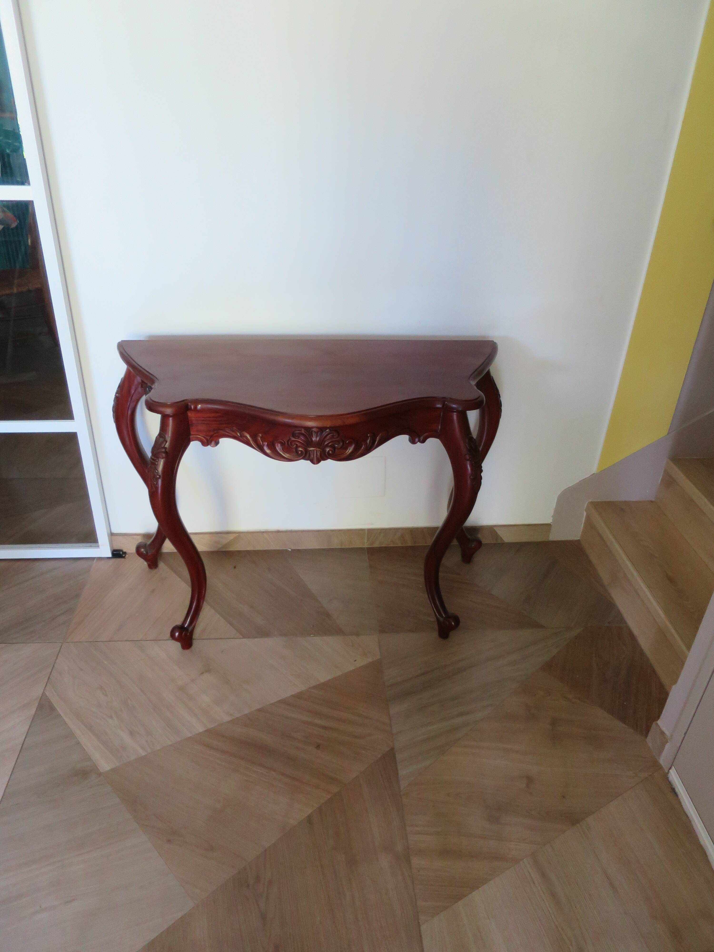 Console with curved legs - mahogany - Louis XV style - carved wood