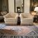 Set of 2 vintage ecru armchairs with fringes.