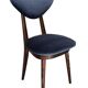 Heart-shaped blue velvet chair with walnut wood, mid-century, Poland, 1960s.