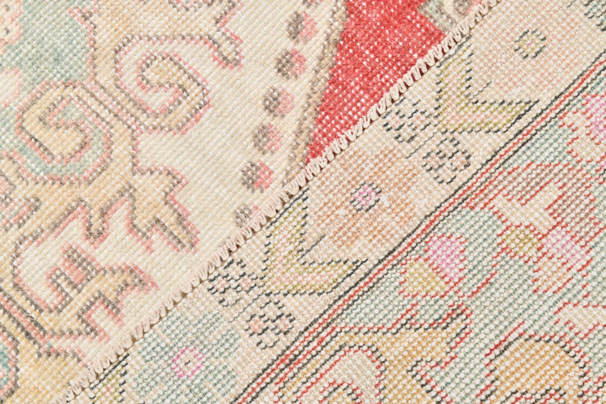 4x7 Red & Cream Antique Vintage Rug, 129x216Cm SK 22247