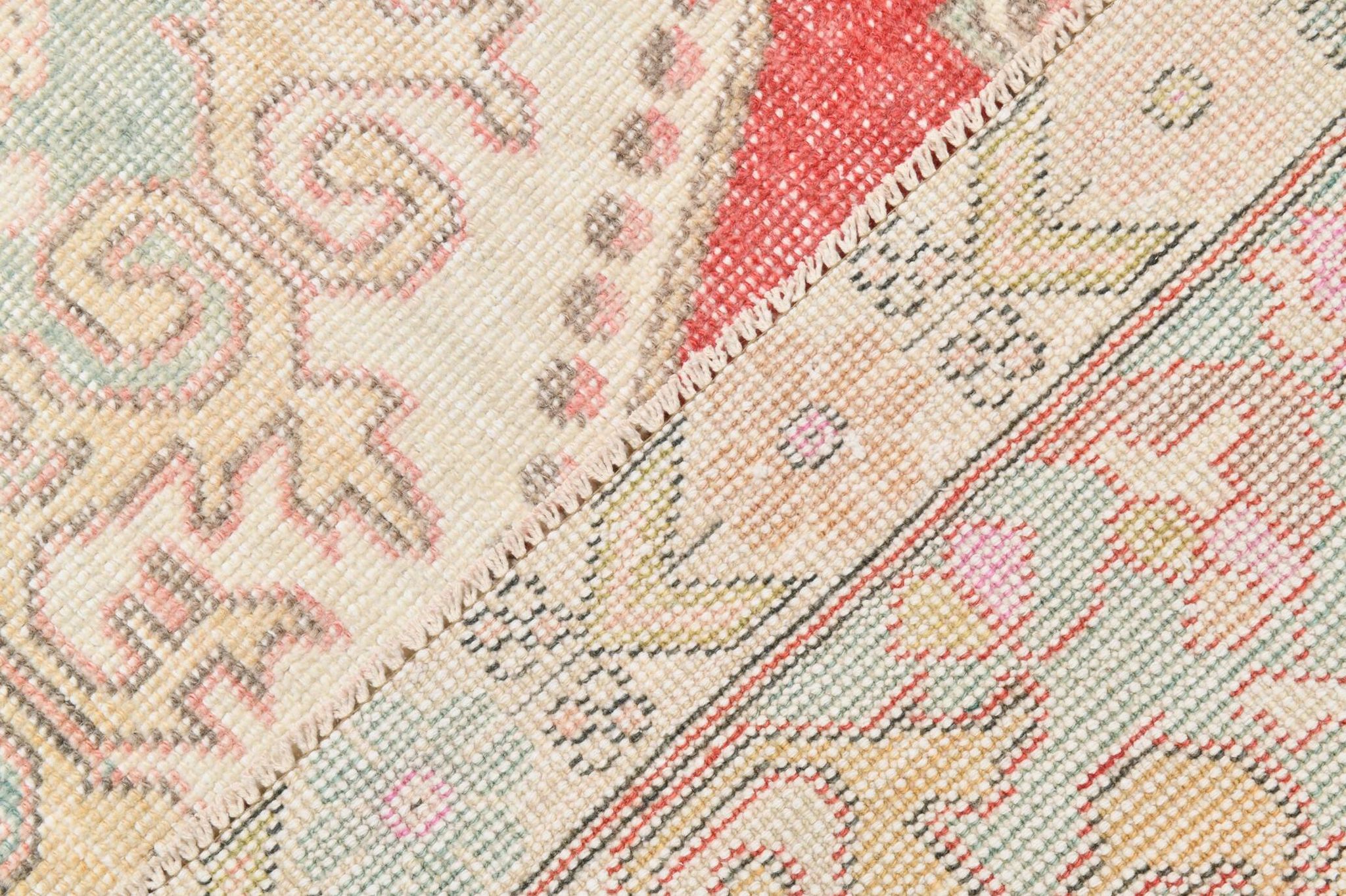 4x7 Red & Cream Antique Vintage Rug, 129x216Cm SK 22247