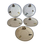 5-saucer dinner set in the style of Germaine Bouret