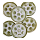 Set of 6 Moulin des Loups oyster plates – vintage green earthenware