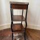 Napoleon III marquetry tiered table — rosewood, brass gallery,