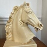Paire de serre-livres chevaux anciens en plâtre