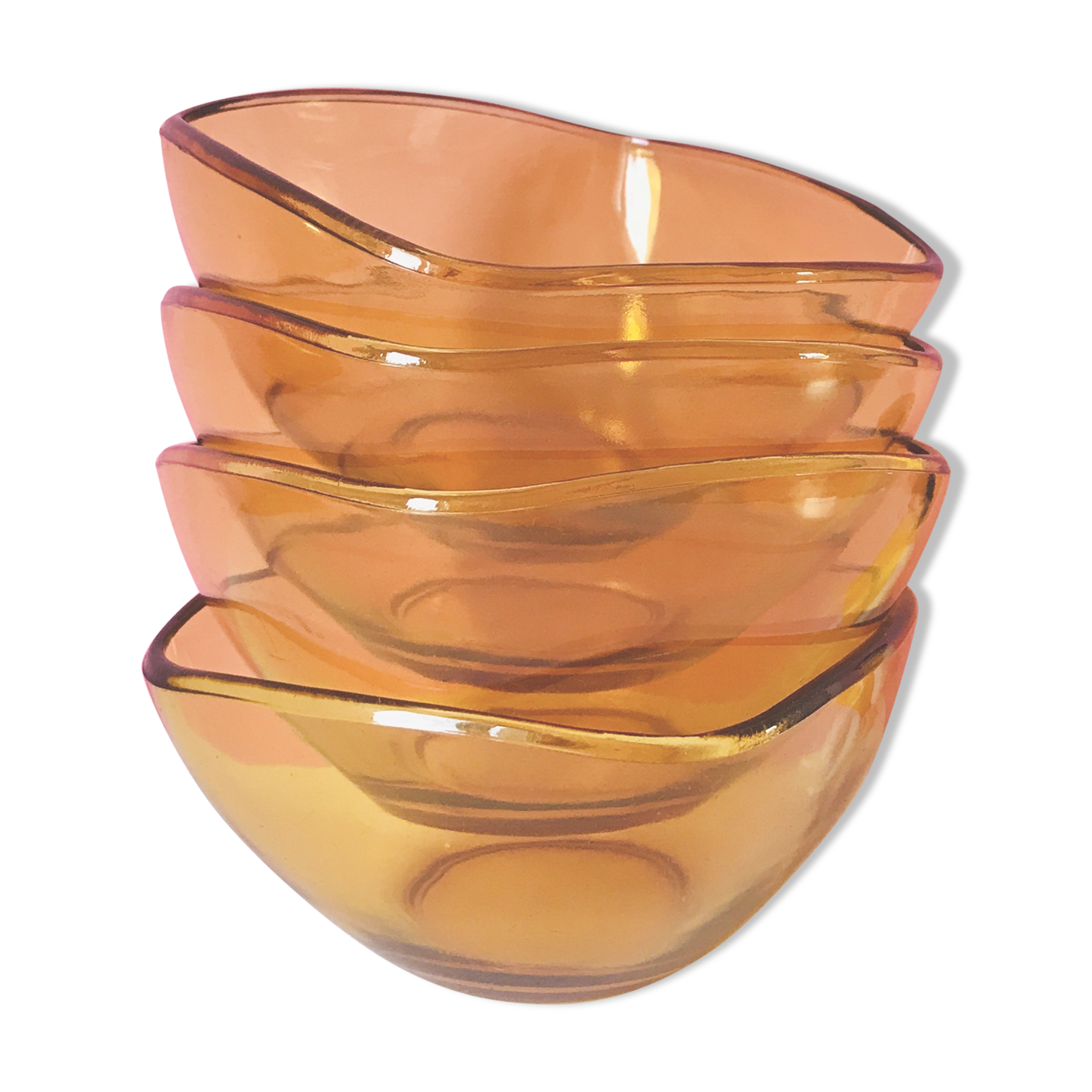 4 bowls amber 70s vereco