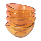 4 bowls amber 70s vereco
