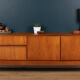 Retro Teak 1960s White & Newton Style S Form Sideboard Cabinet On Hairpin Legs