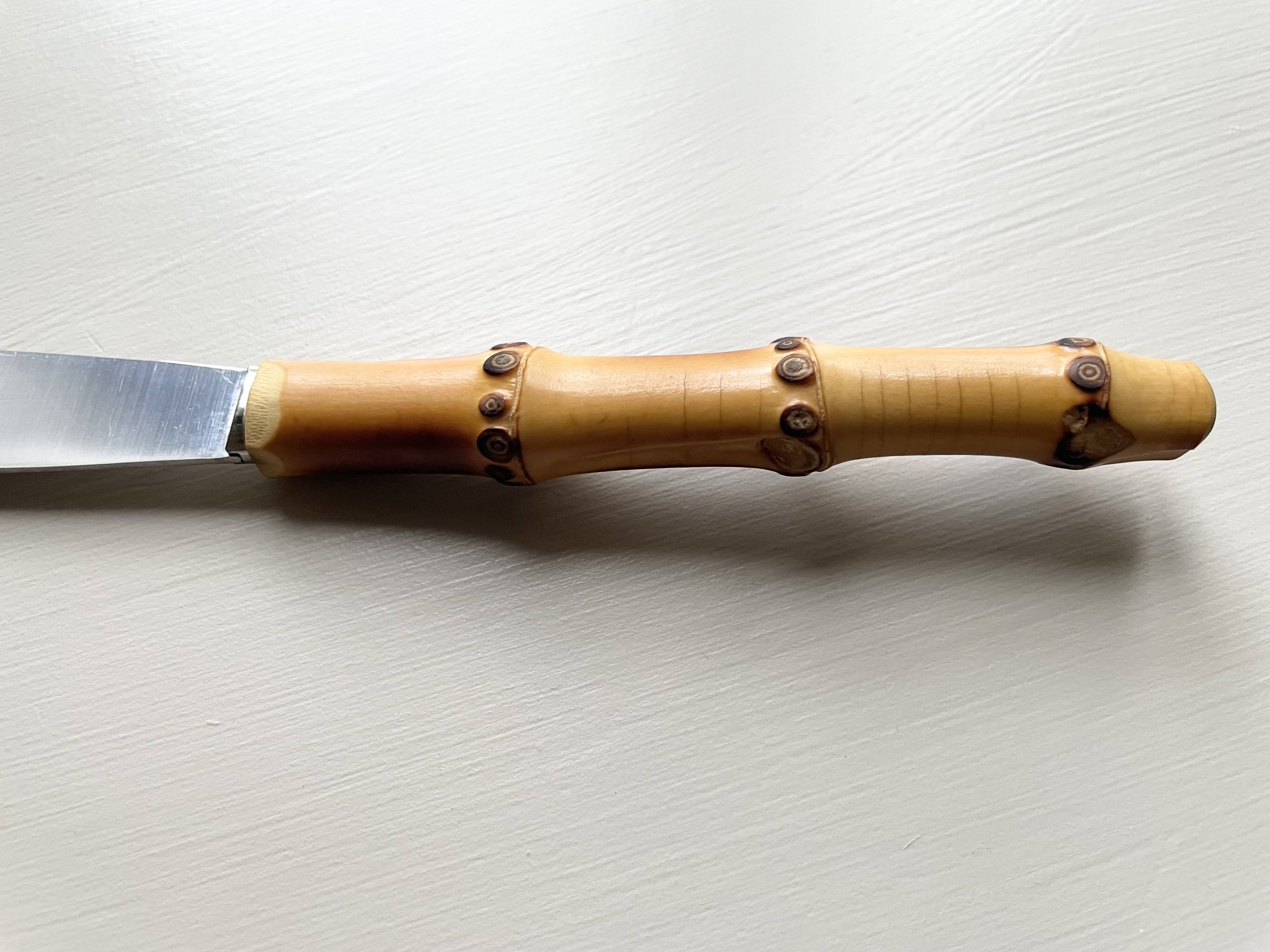 Serving cutlery with bamboo handles