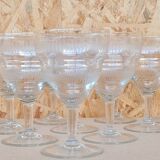 Service of 10 chiseled crystal water glasses