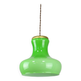 Grande lampe à suspension mid-century en laiton et verre, italie