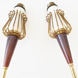 Lunel House: 1950 pair brass & resin vintage 50's wall lights