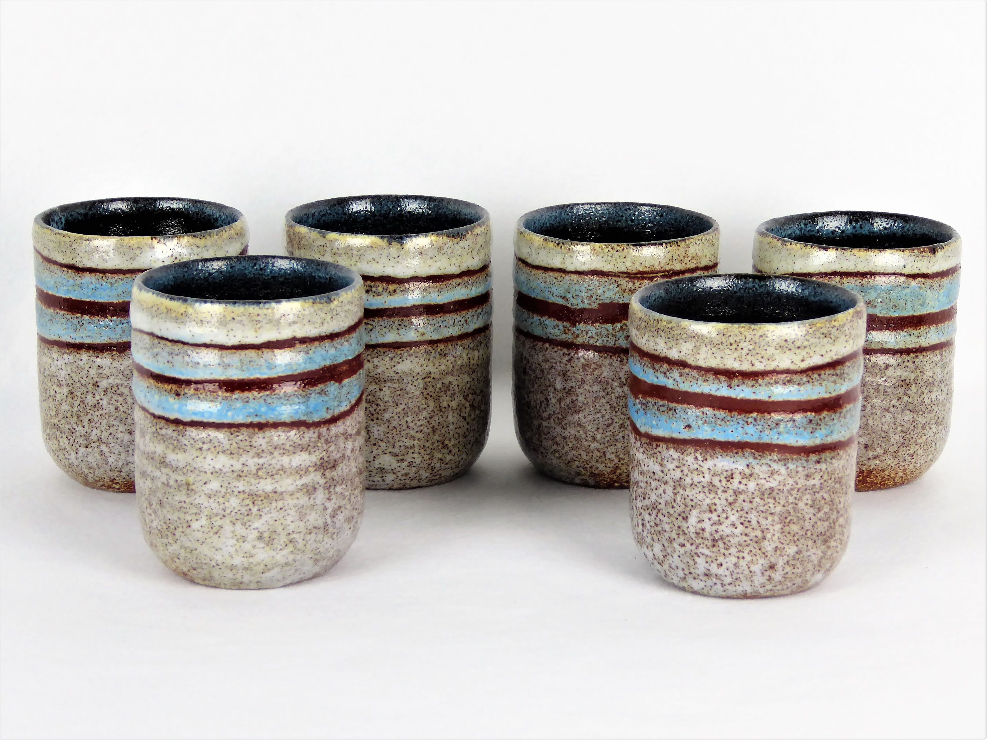 6 Accolay ceramic cups, 1950