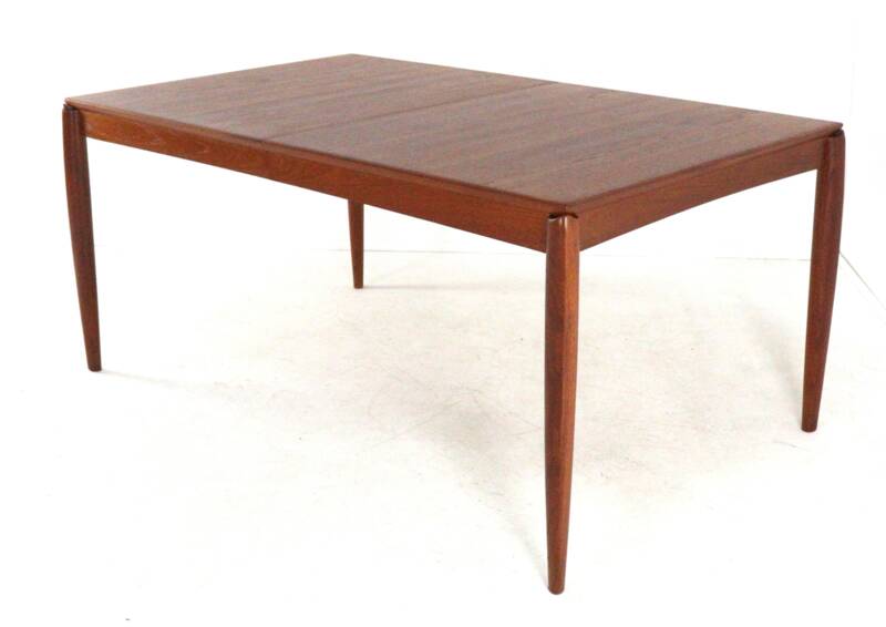 XL extendable rectangular dining table in teak by H.W. Klein for Bramin