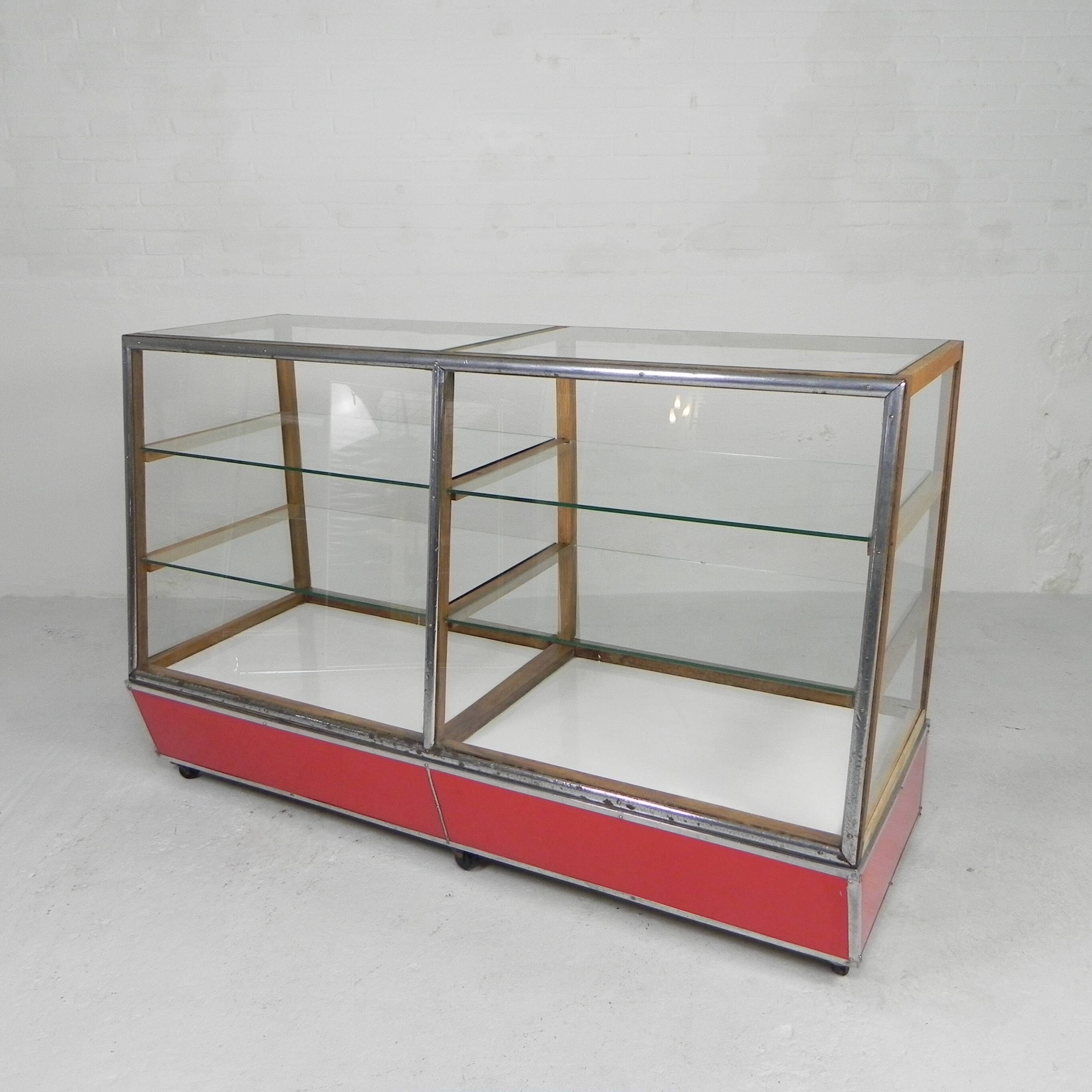 Vintage bakery display case, counter on castors 1950s