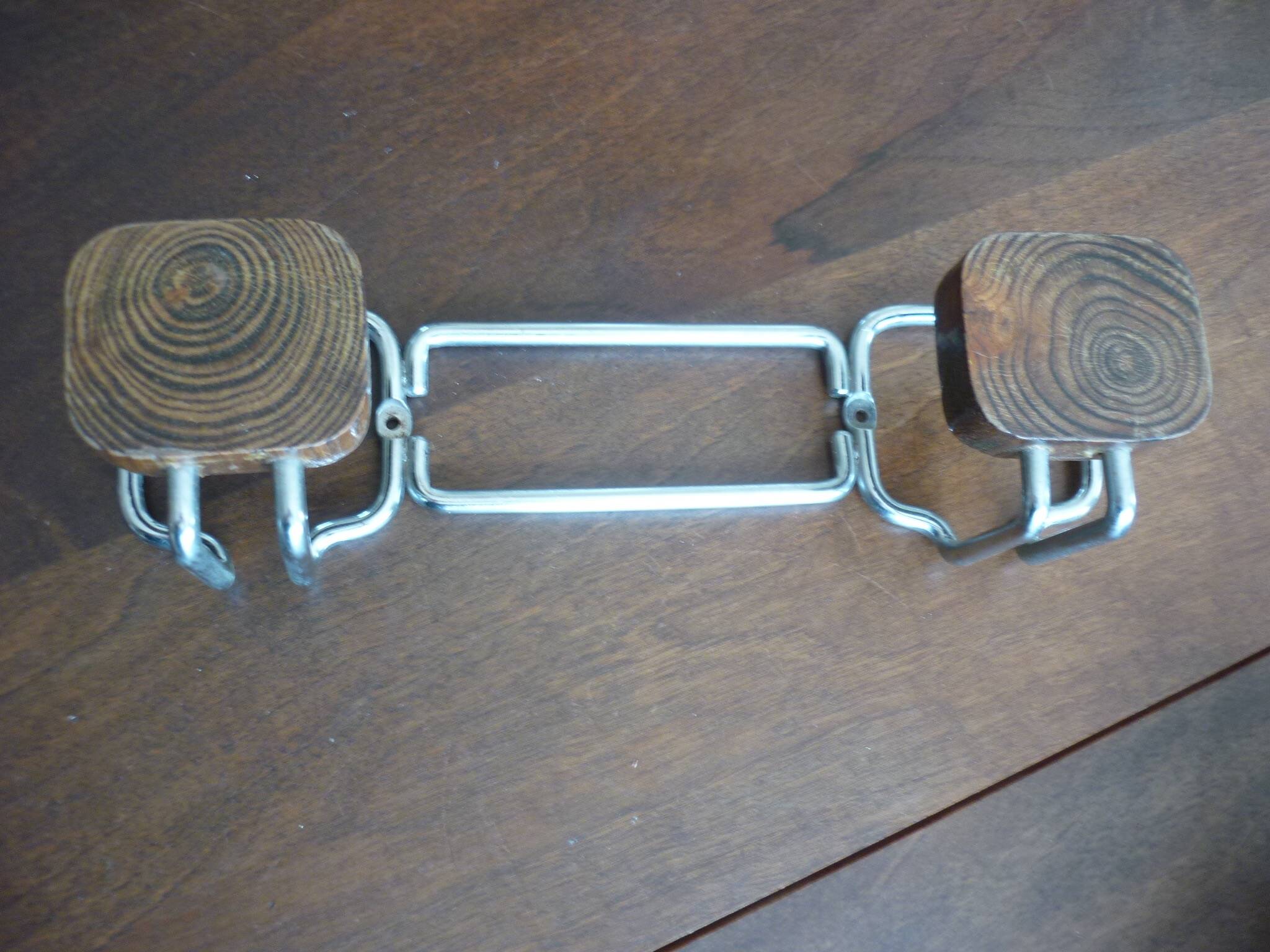 Coat rack with 2 wooden hooks 1970