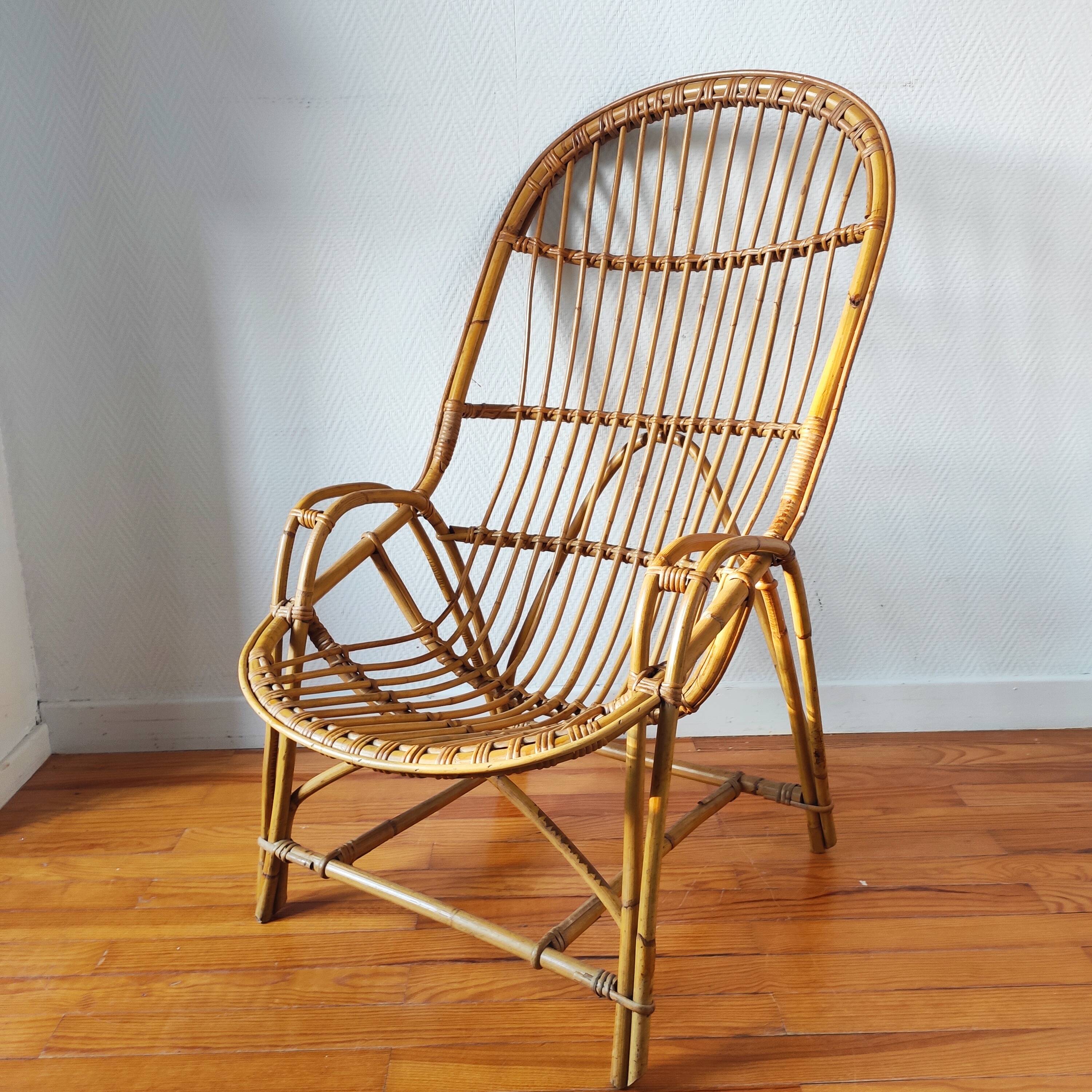 Fauteuil en rotin 1950/60
