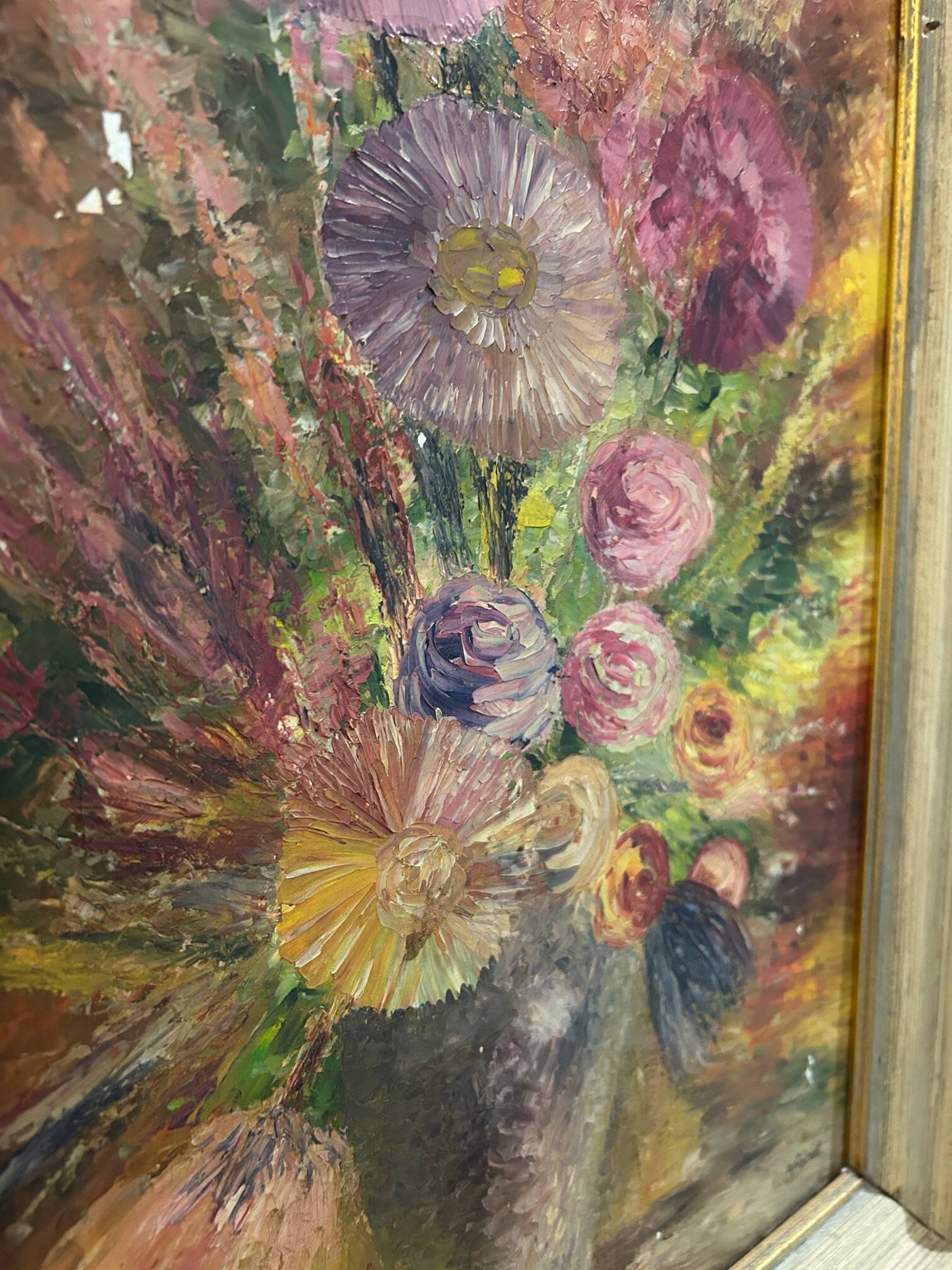 " Bouquet "oil on canvas from the 1950s