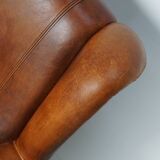 Fauteuil club vintage en cuir couleur cognac hollandais