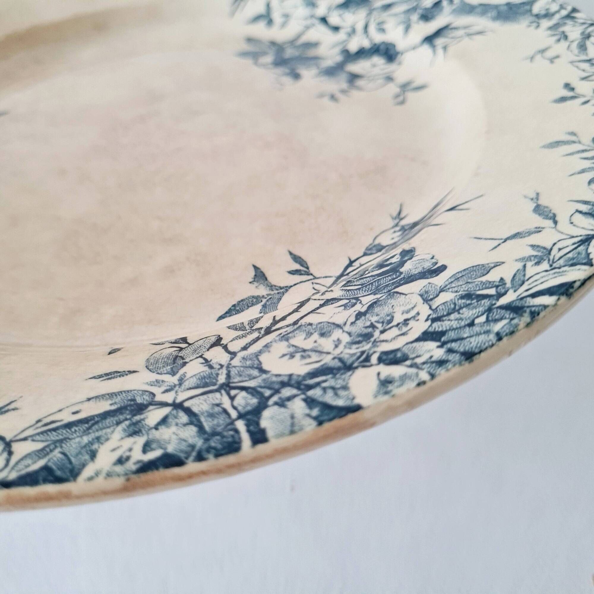 Antique hollow dish / deep plate in earthenware - "Floreal" model