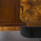 Art Deco French Walnut & Burl Dining Set, 1930s, Set of 7