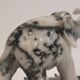Pair of elephant paperweights, veined marble, 80s - France