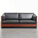 Timeless 3-seater Art Deco design sofa  upholstered in black cowhide leather