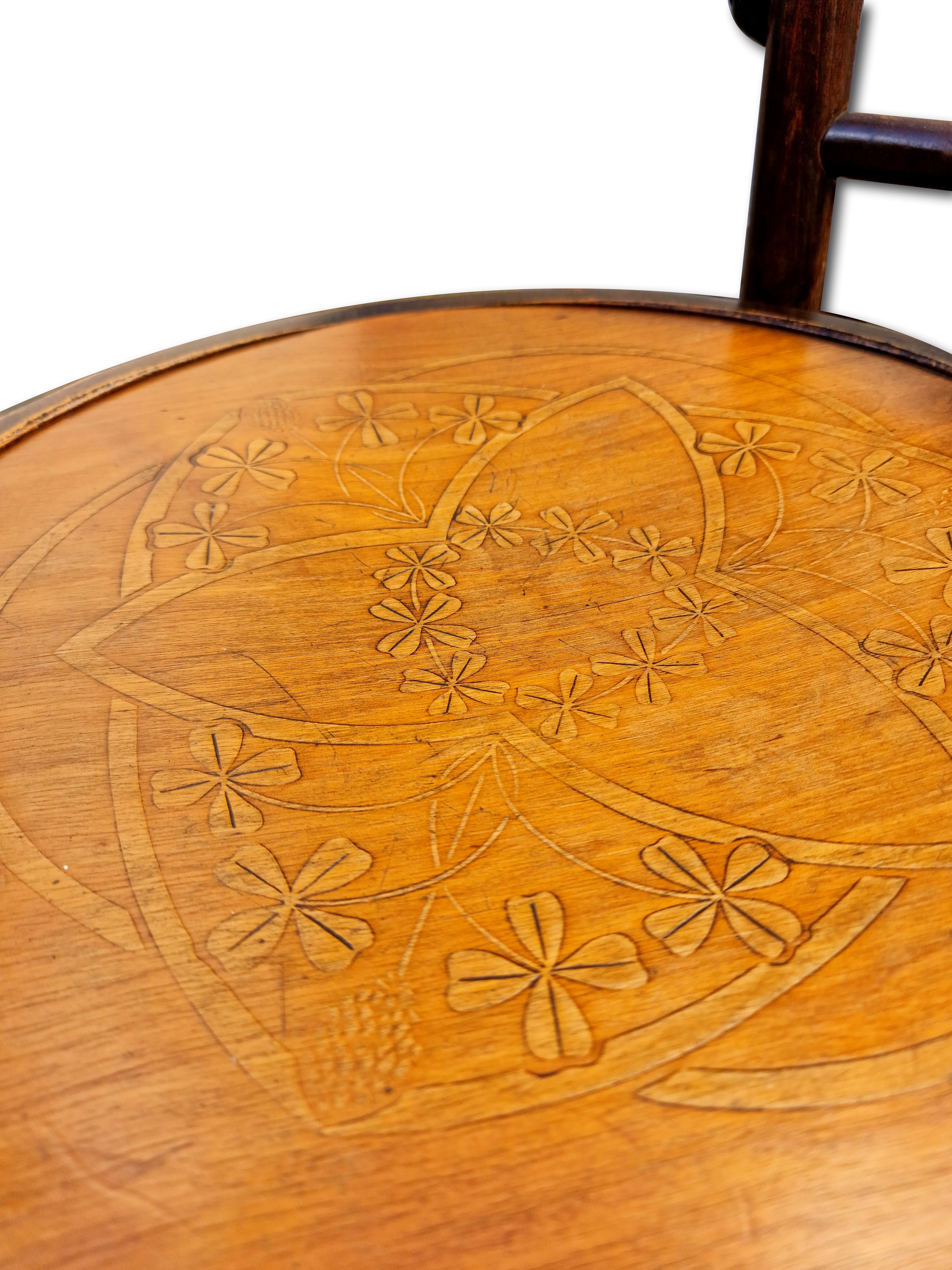 Art Nouveau Chairs Arched Wood and Floral Decoration, 1910s