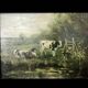 Dutch school - landscape with cows - oil paint