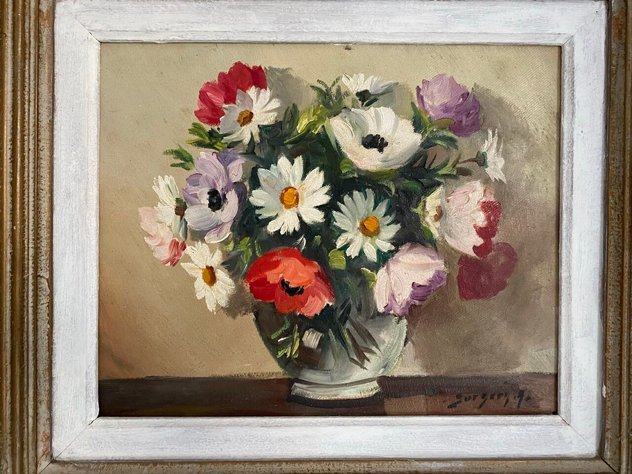 Painting, still life with wildflowers by surgeon 20th century