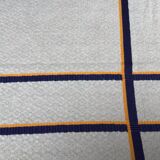 Basque fabric tablecloth with yellow and navy stripes