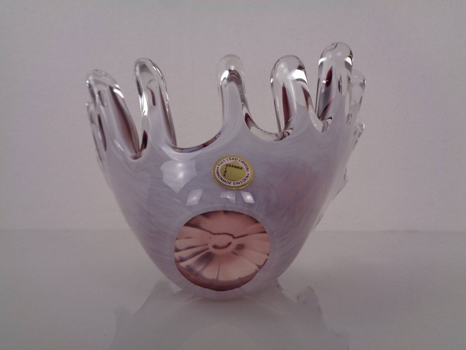 Handmade crystal glass bowl from Gränna Glas, Sweden, 1970s
