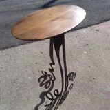 Harness in steel and Walnut oval tray
