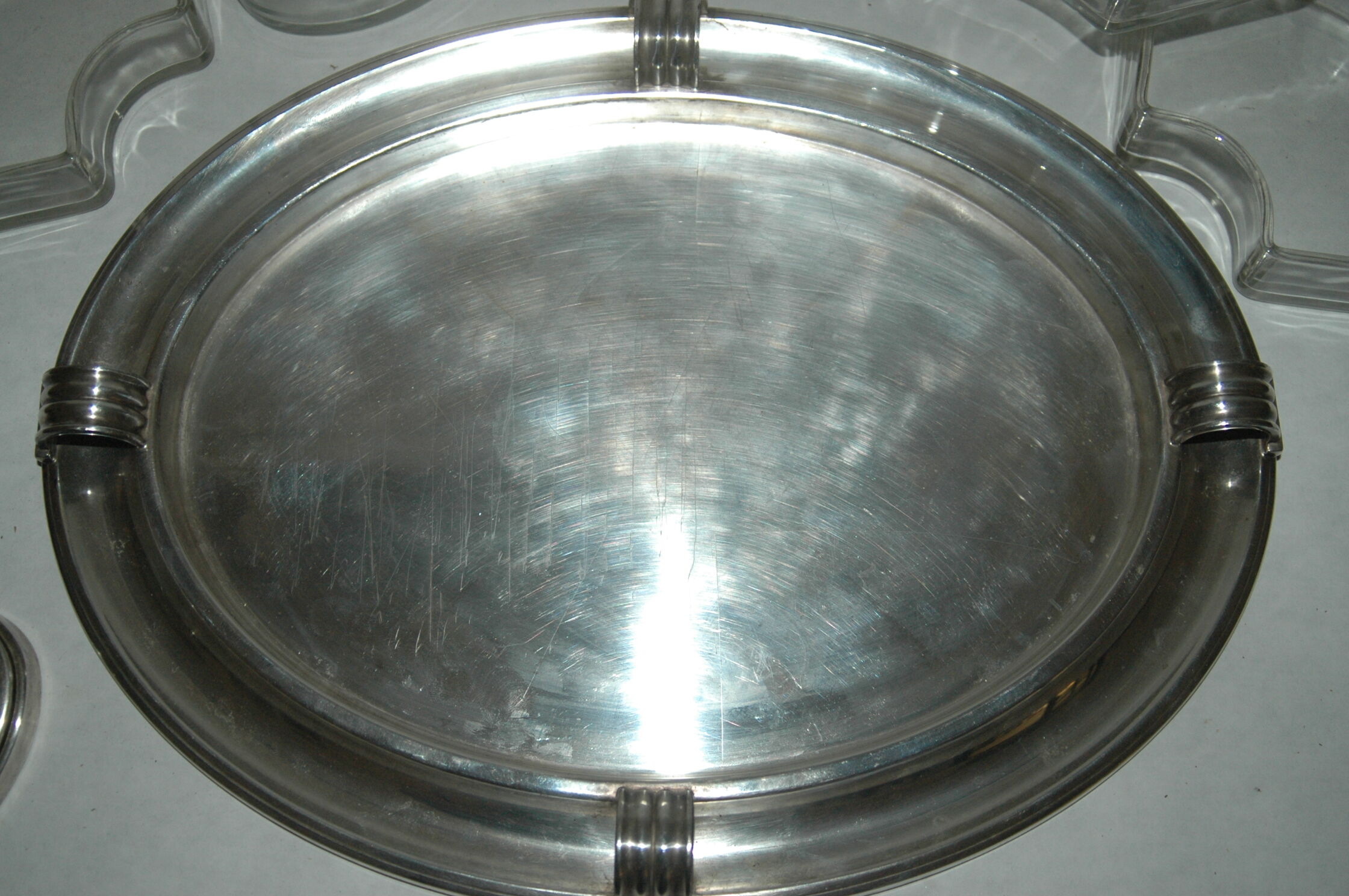 Platter appetizer art-deco Christofle Gallia silver metal