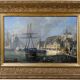 Tableau "Quay in Light", oil on panel, signed Jules d'Évry – Mid 19th century