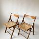 Pair folding chairs caning