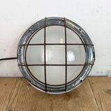 Industrial Grey Wall Light with Milk Glass from Elektrosvit, 1970s