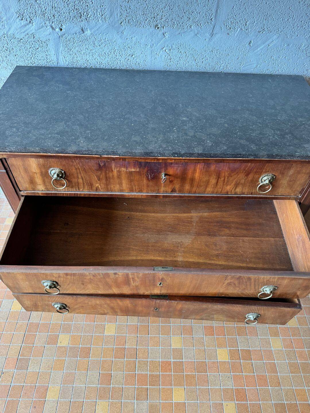 Mahogany commode, marble top - 19th century