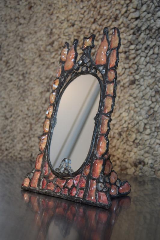 Tinted glass and lead mirror