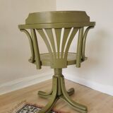 Vintage Thonet Style Bentwood Swivel Chair - Olive Green Retro Armchair