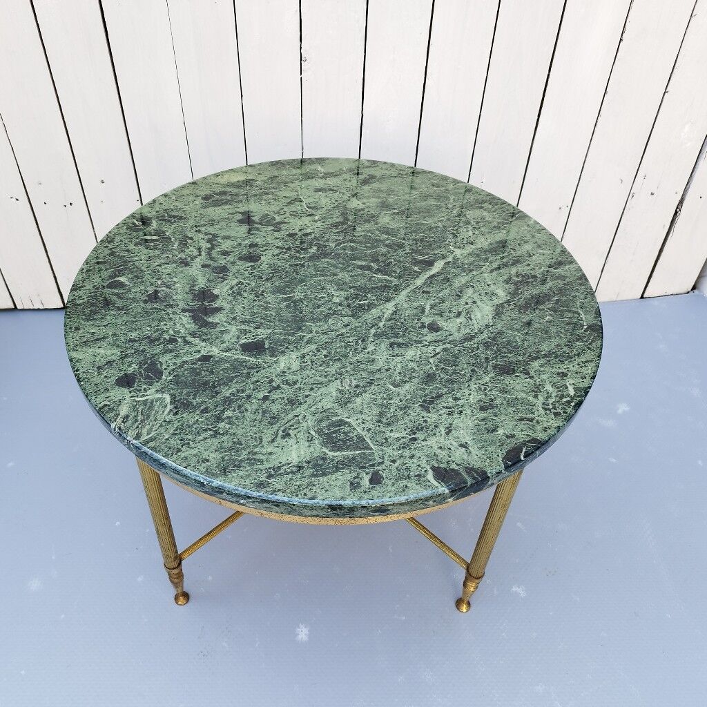 Table néoclassique marbre vert vintage