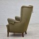 1960s, Danish highback armchair, original green furniture wool.
