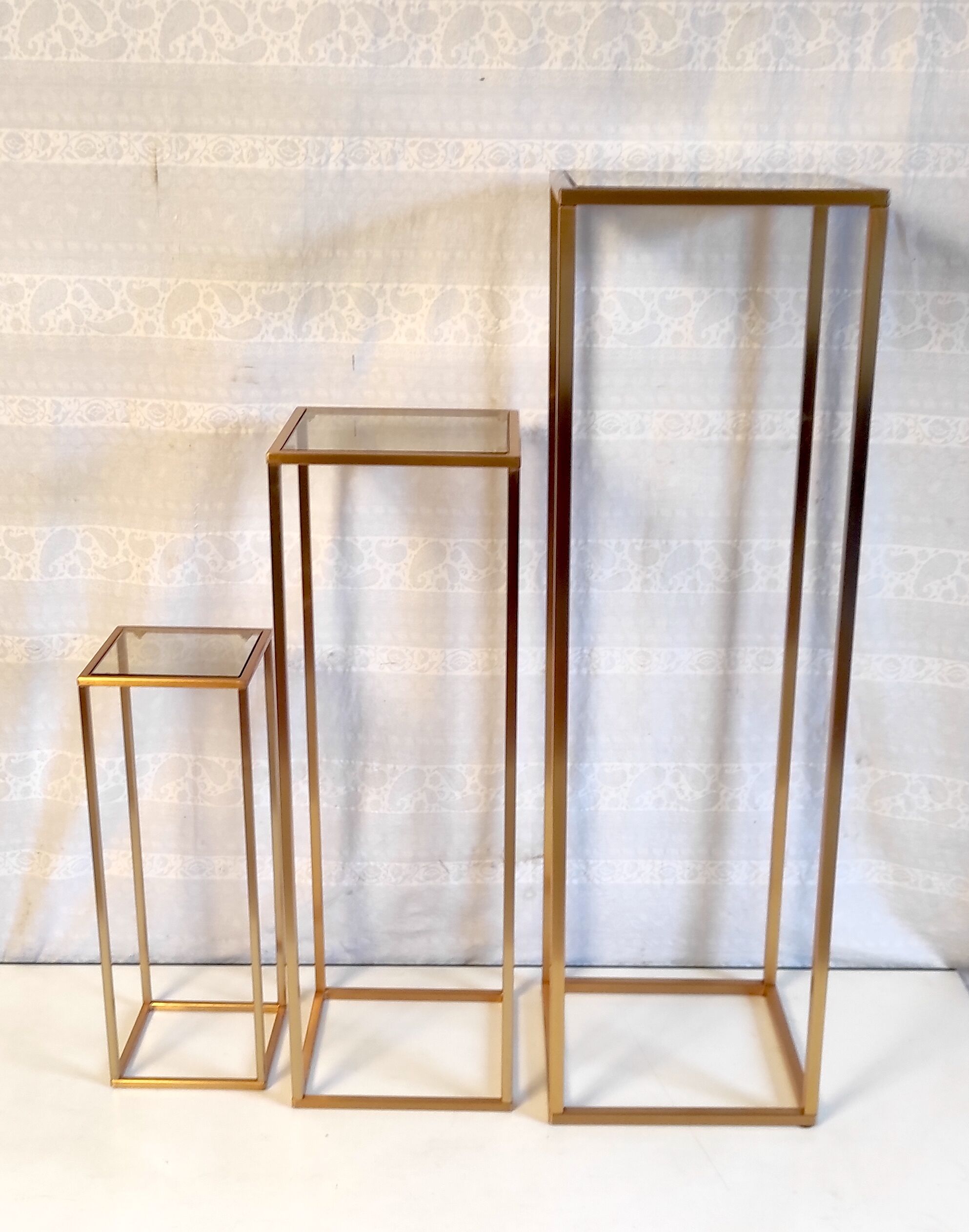 Pull-out harnesses in gilded brass and smoked glass.