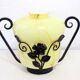 Art Deco transition glass and wrought iron vase